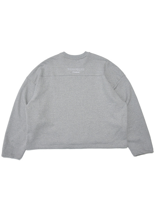 COTTON EMBROIDERY OVERSIZED SWEAT CROPPED TOP(M/grey)