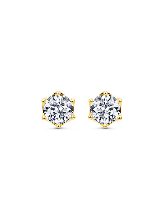 solitaire round crown earring(yellow gold)