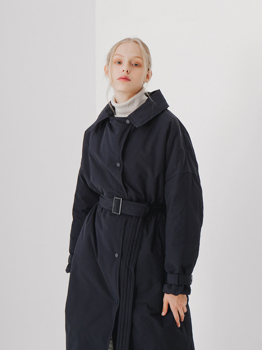 planet-45 overfit down trench coat_navy