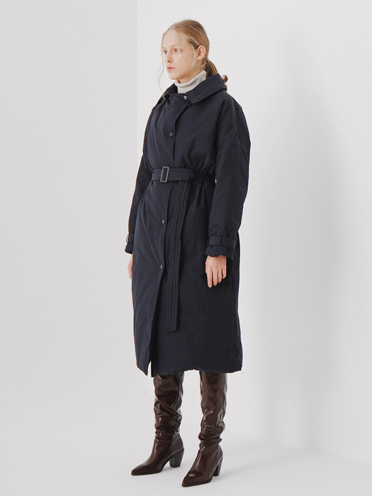 planet-45 overfit down trench coat_navy