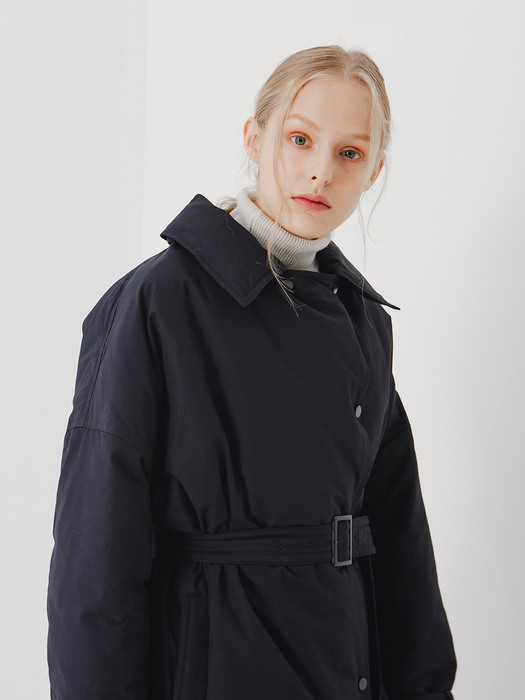 planet-45 overfit down trench coat_navy