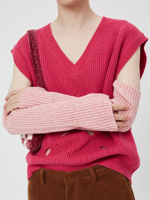 2-Way Lambswool Ribbed Warmer / Melange Pink