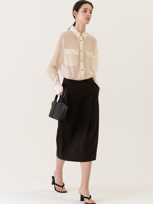 SS22 Wrap Skirt Dark-brown