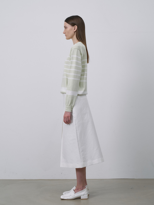 Plain Stripe Cotton Knit -Light Green