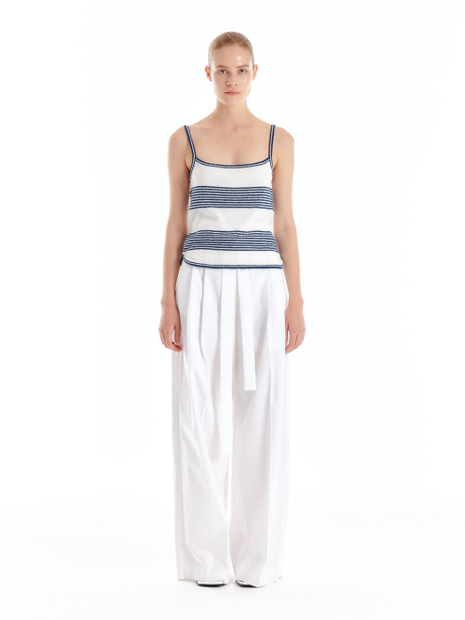 UNIVERSITY Belted Wide Pants - White