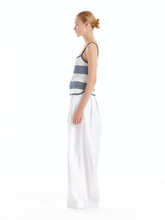 UNIVERSITY Belted Wide Pants - White