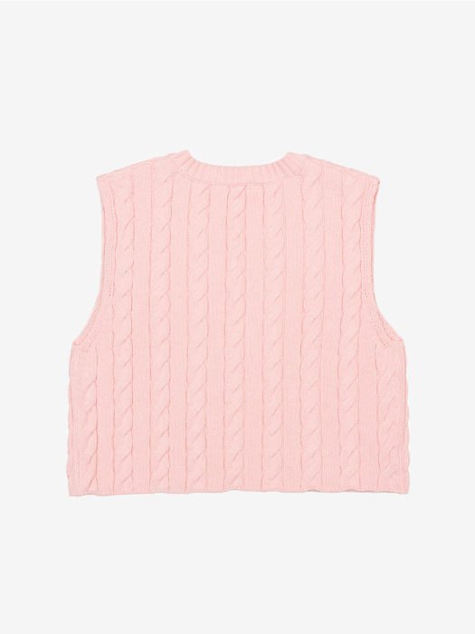 [22SS] CABLE KNIT VEST - PINK