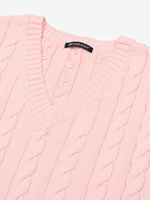 [22SS] CABLE KNIT VEST - PINK