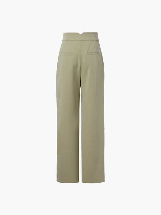 HIGH-RISE BELT DETAIL TROUSERS, OLIVE
