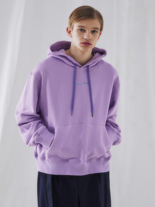 EMBROIDERY POINT SEMI-OVERSIZED HOODIE TOP(LAVENDER)