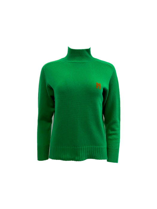  90/10 wool/cashmere m logo turtle green