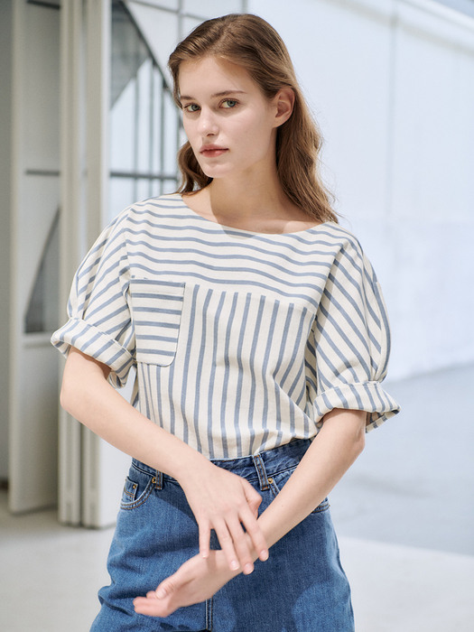 22N summer stripe t-shirts [BL]