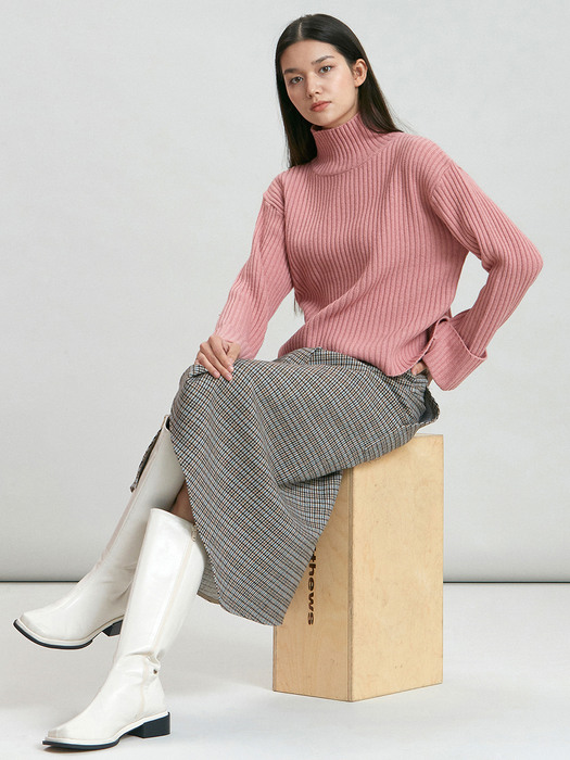 wool roll up knit (pink)