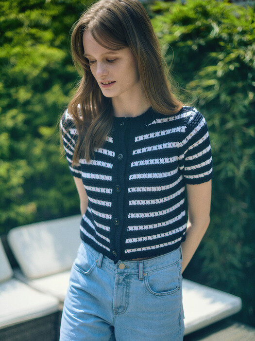 Stripe Cardigan_Navy