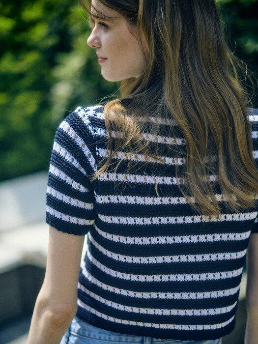 Stripe Cardigan_Navy