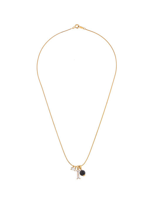 [GRAY Collection] Onyx Ball Pendants Set Slim Necklace