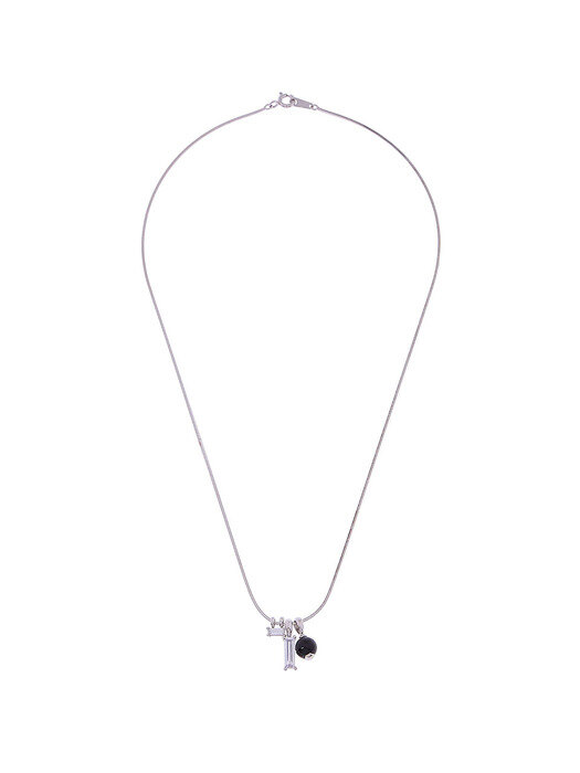 [GRAY Collection] Onyx Ball Pendants Set Slim Necklace