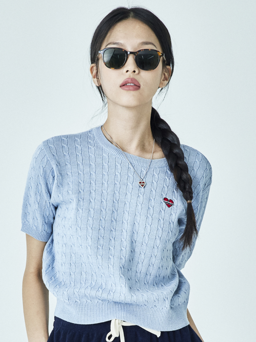 [WOMENS EDITION] NOMANTIC SUMMER CABLE 1/2 KNIT SKY BLUE