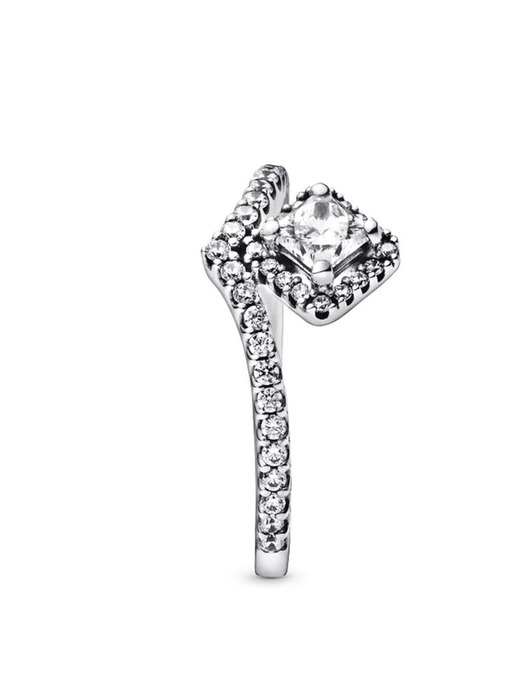 Square Sparkle Wishbone Ring