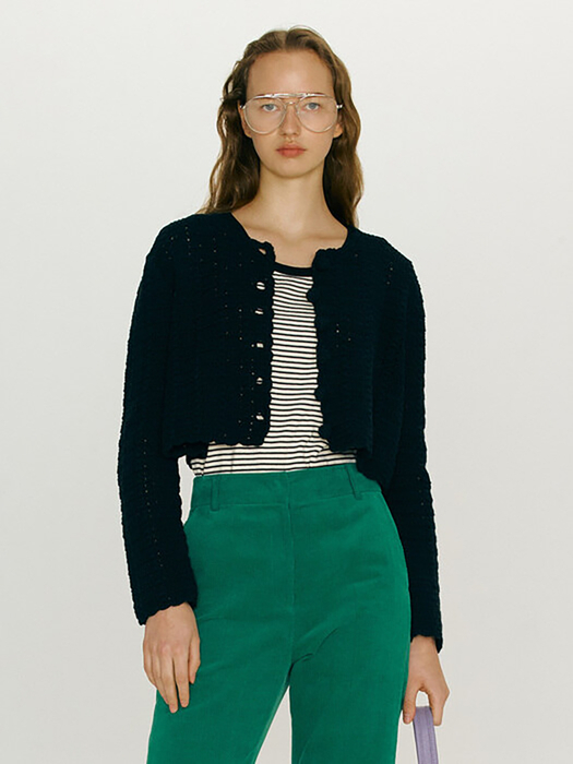 HAWI Cropped crochet cardigan (3color)