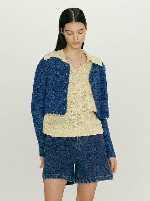 HAWI Cropped crochet cardigan (3color)