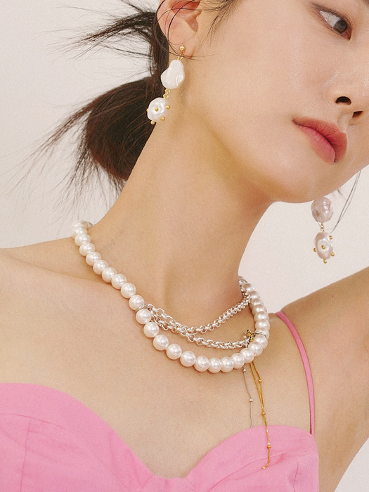 [PEARL&DRAPE]Two chain knot pearl N