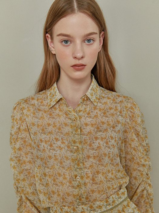 FLOWER PUFF SHIRRING BLOUSE_YELLOW