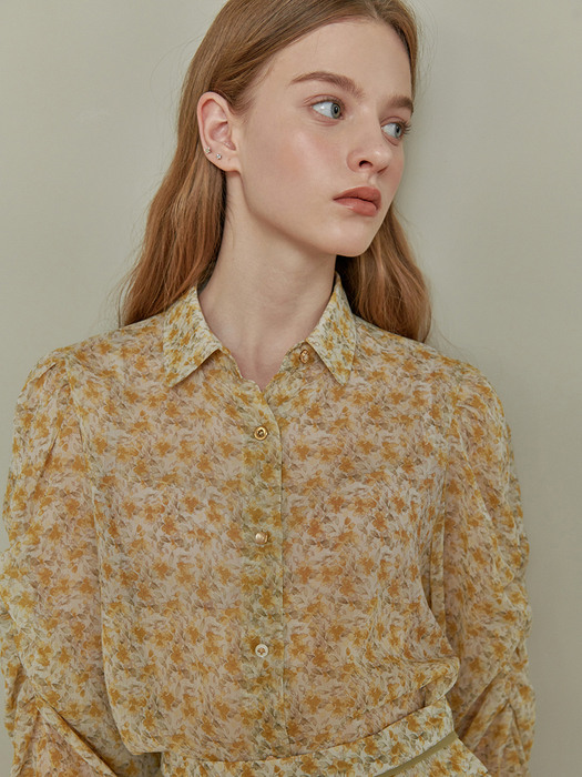 FLOWER PUFF SHIRRING BLOUSE_YELLOW