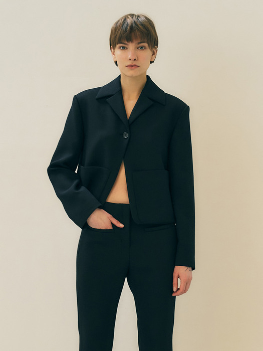 Rectangle Crop Jacket, Black