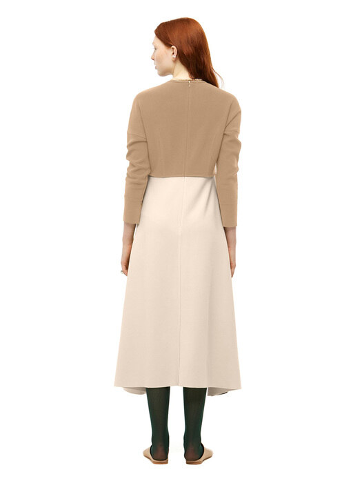 Signature Two Block Dress_Butter Beige+Ivory
