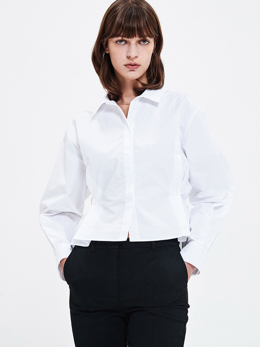 SIDE BUTTON CROPPED SHIRT WHITE