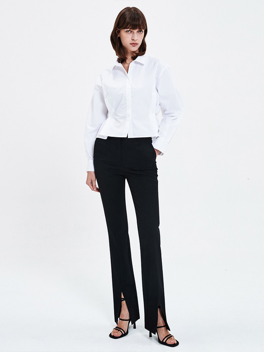 SIDE BUTTON CROPPED SHIRT WHITE