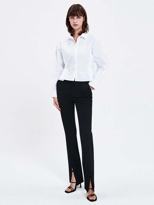 SIDE BUTTON CROPPED SHIRT WHITE
