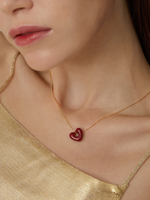 HOLLOW HEART NECKLACE (4colors) AN322014