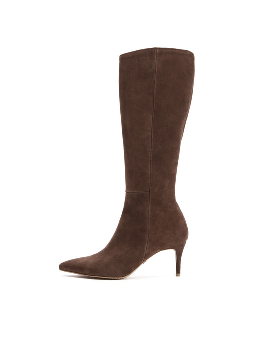 Stiletto Suede Long Boots_Choco Brown