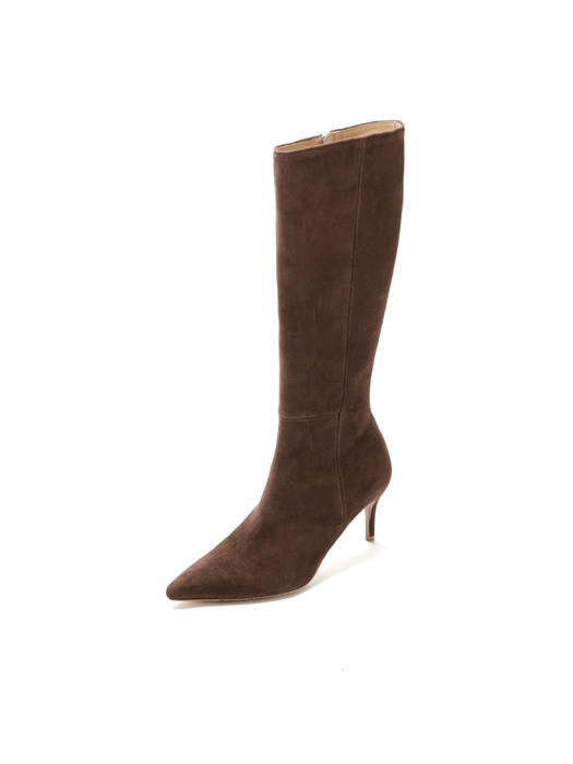 Stiletto Suede Long Boots_Choco Brown