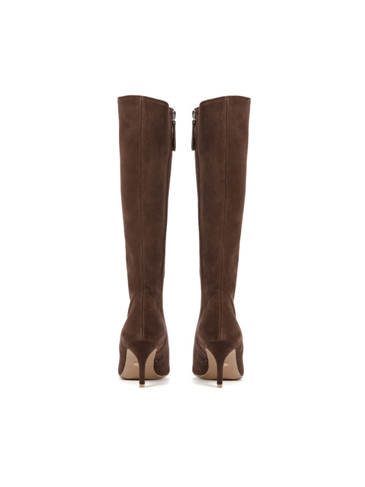 Stiletto Suede Long Boots_Choco Brown