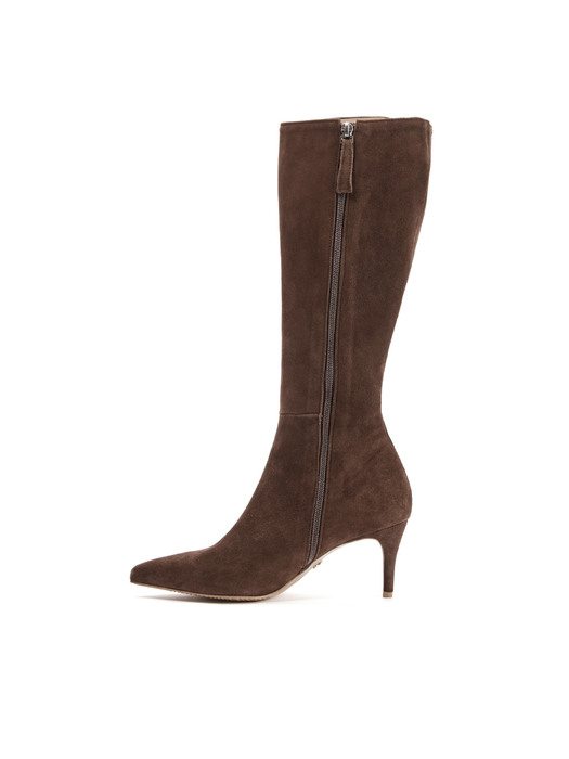 Stiletto Suede Long Boots_Choco Brown