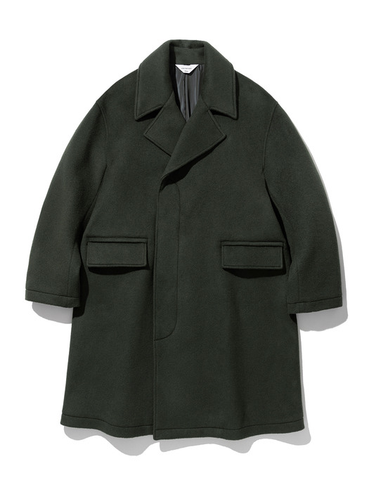 park wool double breasted coat greyish olive