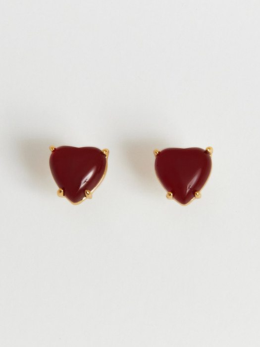 Petite Heart Earrings_Red