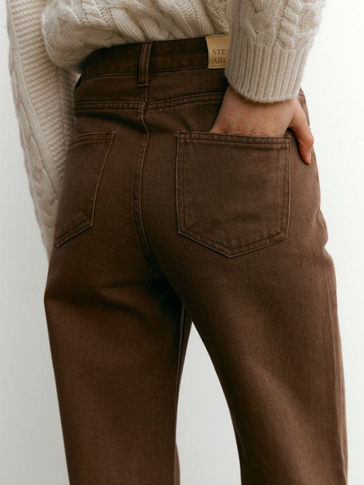 Straight fit washing cation pants [BROWN]
