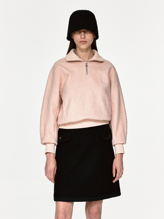 TWW BOUCLE HIGH NECK ZIP-UP TOP_2 COLORS