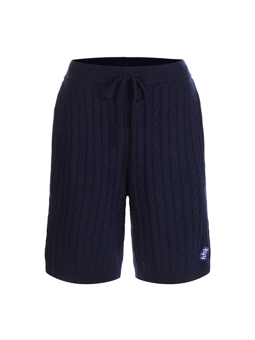  cable wool cash knit pants _navy