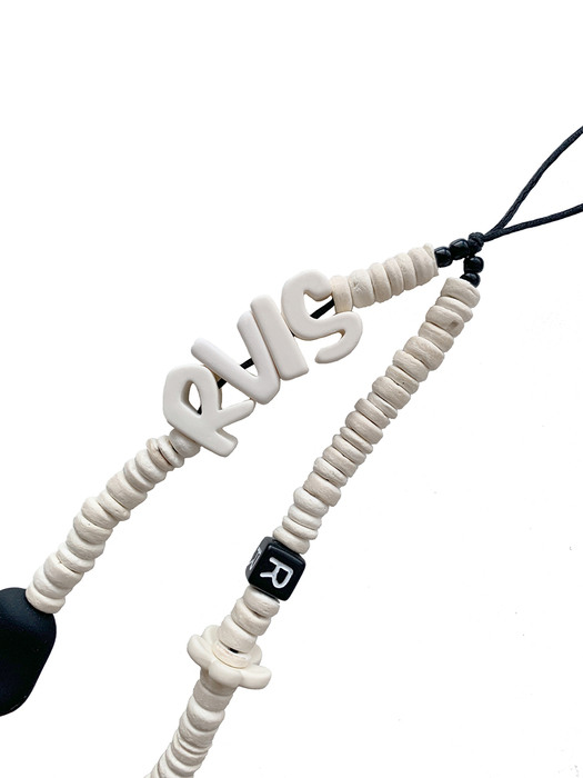 nature beads phone strap cream