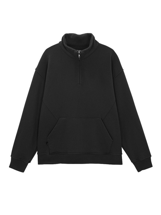 Half zip-up sweat shirt (black)