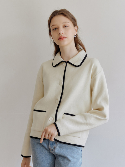 LINE KNIT JACKET_IVORY