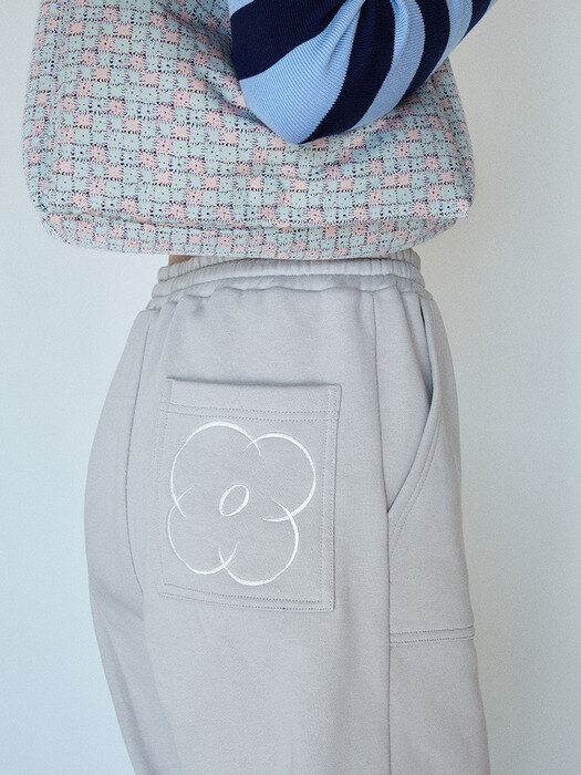 Flower pocket track pants - Gray