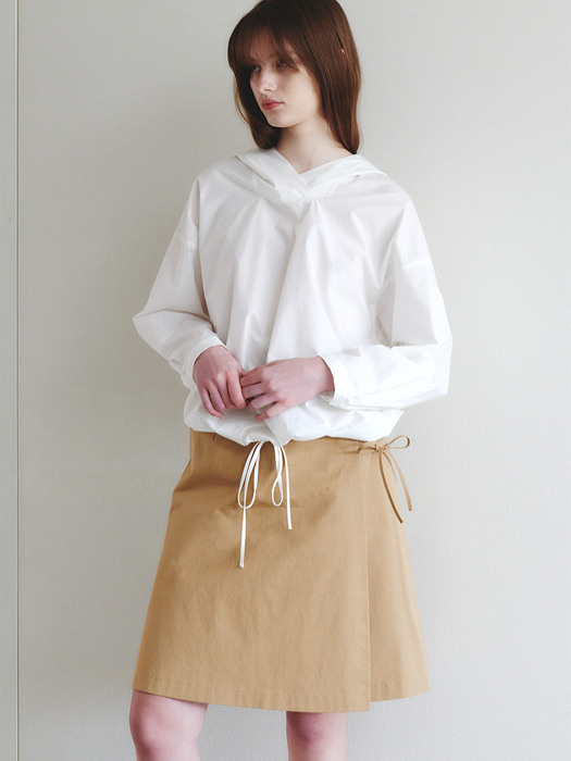 Ribbon Wrap Skirt - Beige