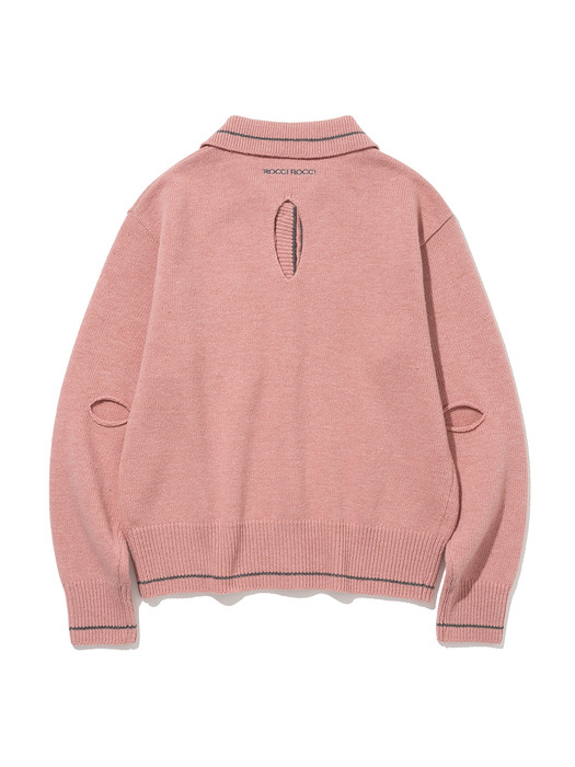 Cut-out knit cardigan [PINK]