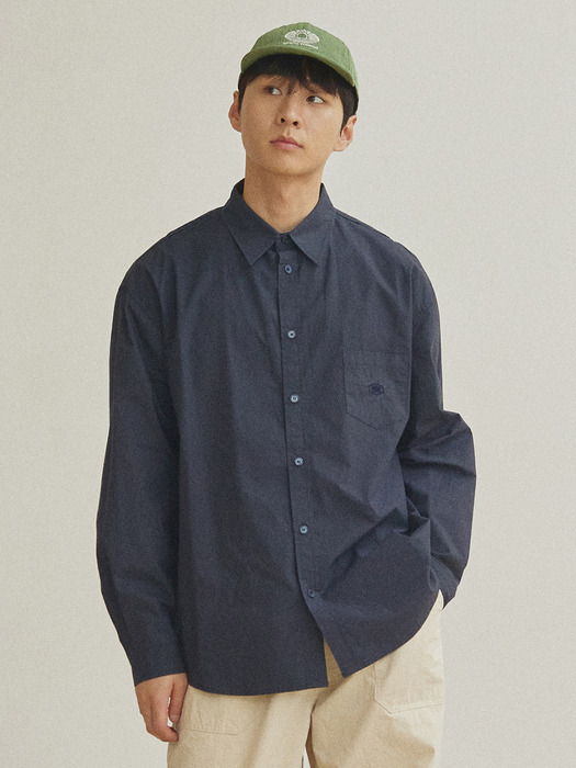 RELAXED COTTON SHIRT NAVY